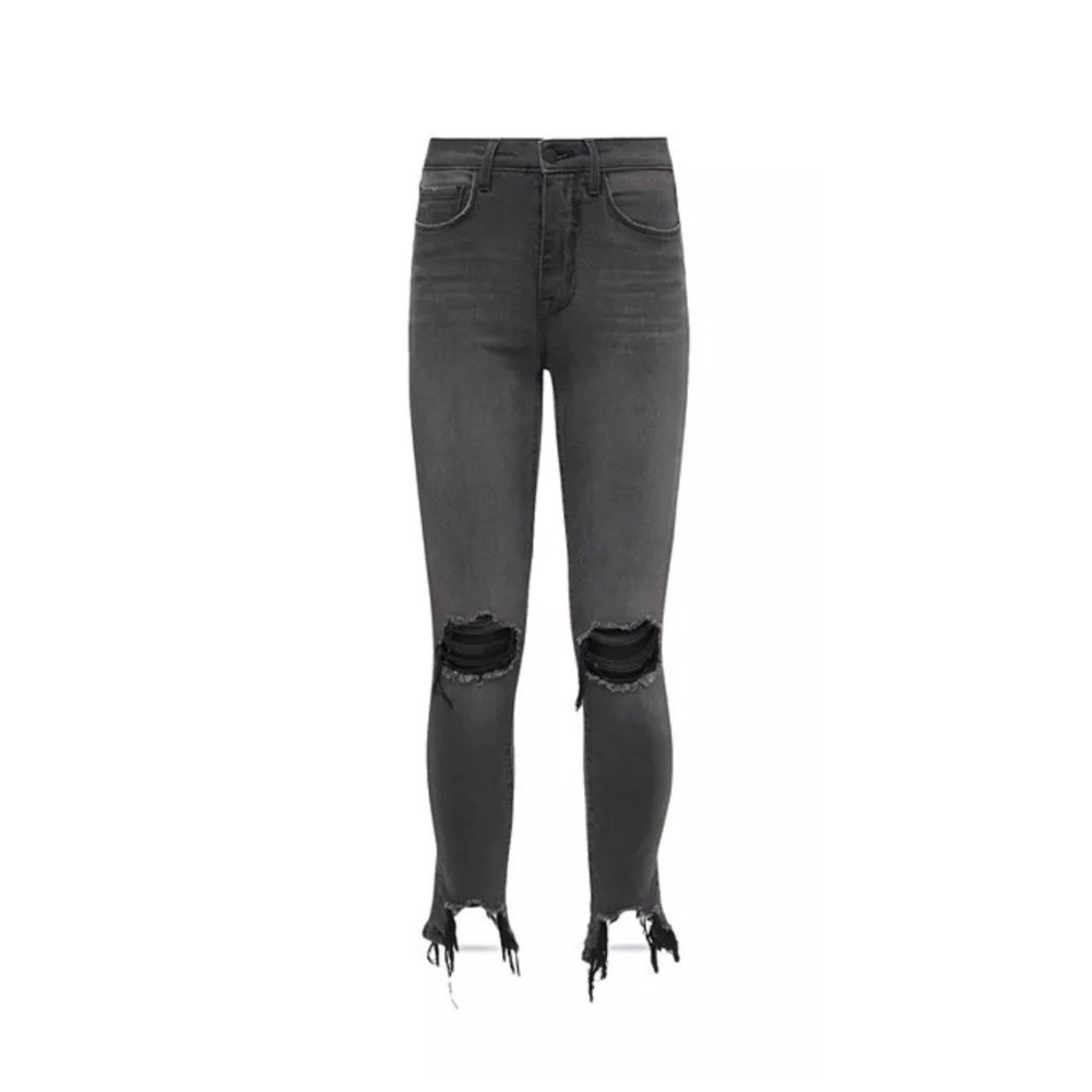 L'AGENCE High Line High Rise Skinny Jeans in Vintage Grey Destruct Destroyed 25